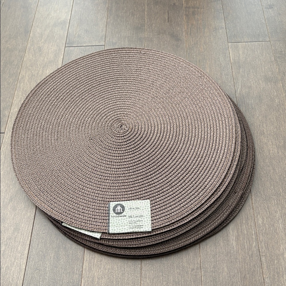 HOME TRENDS Brown Placemats Round Woven Set, Kitchen Decor, Modern Linens Table